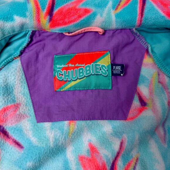 Chubbies Bird Of Paradise Print Fleece Full Zip Jacket Size XL Extra Unisex Blue - Picture 7 of 13
